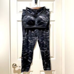 Victoria’s Secret sports bra 38D and yoga pants xl black/gray camo